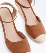 Thumbnail for your product : New Look Tan Suedette Round Toe Espadrille Wedges