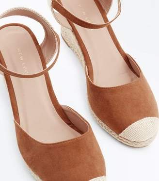 New Look Tan Suedette Round Toe Espadrille Wedges