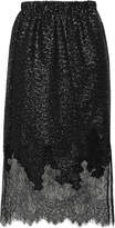 Thumbnail for your product : Robert Rodriguez Chantilly Lace And Sequined Knitted Skirt