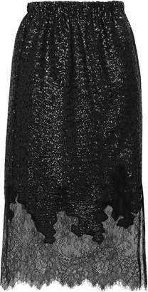 Robert Rodriguez Chantilly Lace And Sequined Knitted Skirt