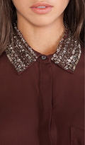 Thumbnail for your product : Haute Hippie Seed Bead Collar Blouse