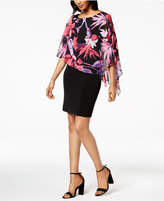 Thumbnail for your product : Connected Floral-Print Cape-Overlay Dress
