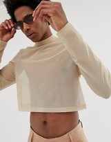 Thumbnail for your product : ASOS DESIGN skinny cropped long sleeve t-shirt with turtle neck in fine mesh