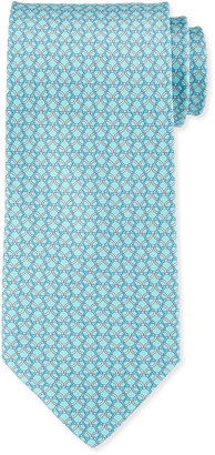 Ferragamo Linked Gancini-Pattern Woven Tie, Aqua