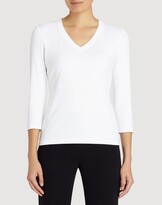Thumbnail for your product : Lafayette 148 New York Swiss Cotton Rib V Neck Tee