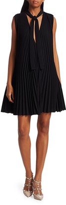 RED Valentino Pleated Neck-Tie Shift Dress