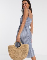 Thumbnail for your product : Vero Moda midi sundress with tie waist in chambray blue stripe
