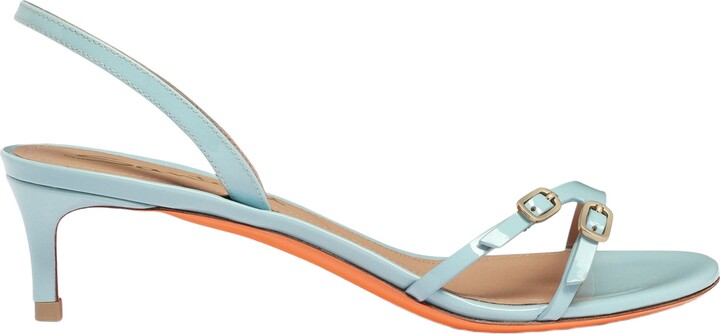 Santoni Women's patent leather mid-heel sandal