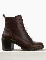 Thumbnail for your product : M&S Collection Leather Cleated Sole Lace-upl Ankle Boots