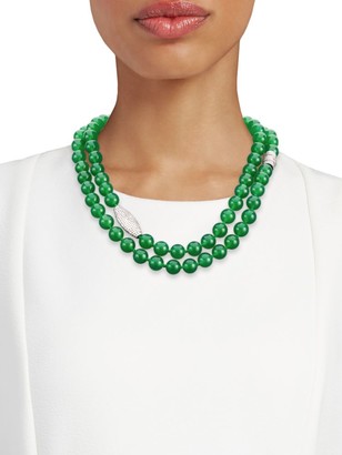 Nina Gilin Green Sapphire & Diamond Pave Long Beaded Necklace