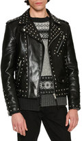 Thumbnail for your product : Alexander McQueen Studded Calf Leather Moto Jacket, Black