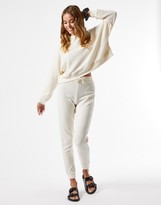 Thumbnail for your product : Miss Selfridge ribbed trackies co-ord in cream