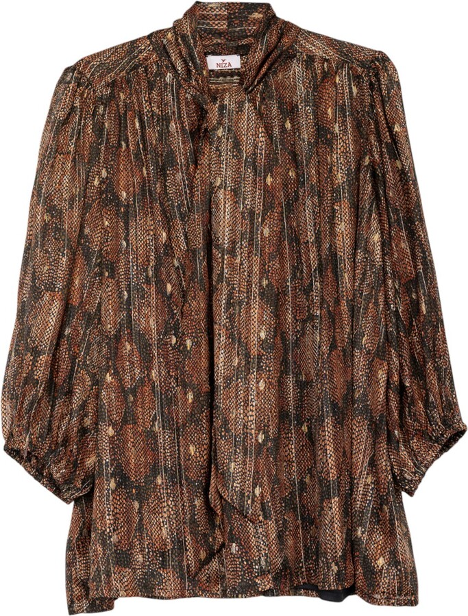 Niza Black Long Sleeved Blouse With Floral Print