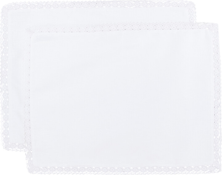 Gohar World White Crochet Trim Placemat Set