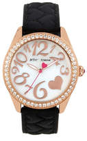 Thumbnail for your product : Betsey Johnson Goldtone Stainless Steel Black Silicone Strap Watch