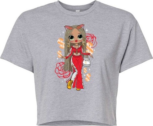 Women's LOL Surprise! Money & Swag Cropped Graphic T-Shirt - Heather Grey - Medium