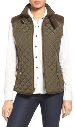 Gallery Quilted Vest with Faux Suede Trim