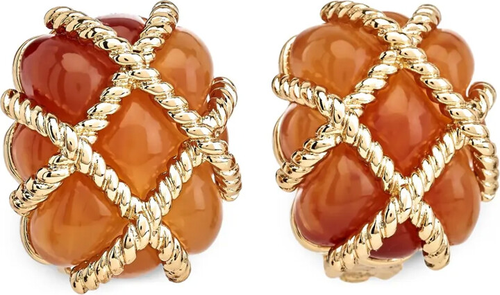 Kenneth Jay Lane Quilted Gold-Tone Clip-On Earrings