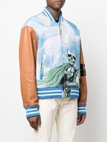 Thumbnail for your product : 424 Jacquard-Print Leather-Sleeve Bomber Jacket