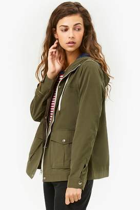 Forever 21 Woven Hooded Zip-Front Jacket