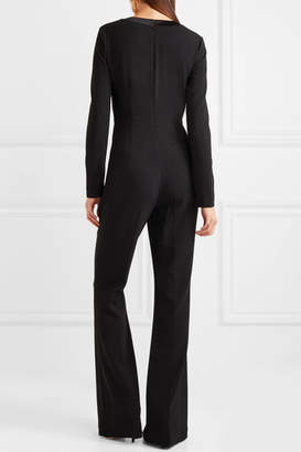Diane von Furstenberg Satin-trimmed Crepe Jumpsuit - Black
