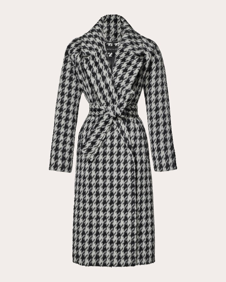 Sentaler Houndstooth Alpaca Raglan Long Coat