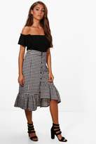 Thumbnail for your product : boohoo Daisy Ruffle Front Gingham Midi Skirt