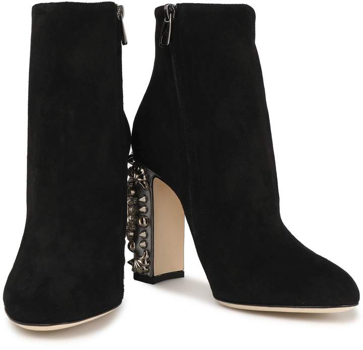 Dolce & Gabbana Embellished Suede Ankle Boots - ShopStyle