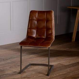 The Orchard Furniture Italian Leather Metal Leg Dining Chair Brown Or Grey