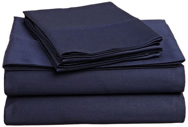 Superior 400 Thread Count Egyptian Cotton Solid Deep Pocket Sheet Set Navy Blue / Twin XL