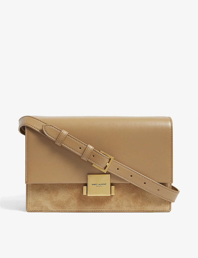 Saint Laurent Bellechasse suede and leather shoulder bag ShopStyle