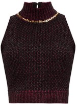 Thumbnail for your product : Versace Chain-embellished High-neck Boucle Tank Top - Dark Purple