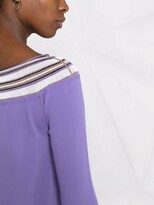 Thumbnail for your product : D-Exterior Metallic-Stripe Knitted Off-Shoulder Top