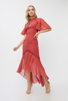 Thumbnail for your product : Little Mistress Luisa Marsala Lace-Trim Maxi Dress
