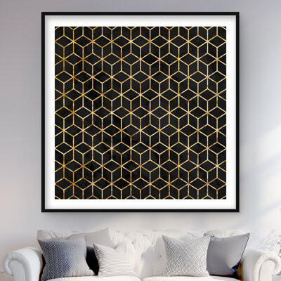 Lark Manor Symmetry Black Pattern Framed Matted Print for Home Decor