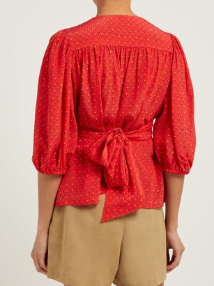 MiH Jeans Ava Tulip-print Silk Blouse - Red