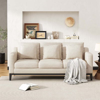 Latitude Run Mirod Comfy 3-seat Sofa with Wooden Legs Modern and Inviting for Living Room and Study