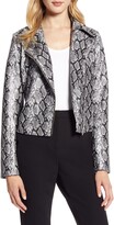 Thumbnail for your product : Halogen Snakeskin Print Faux Leather Moto Jacket