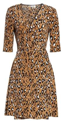 Diane von Furstenberg New Savilla Leopard Print Silk Wrap Dress