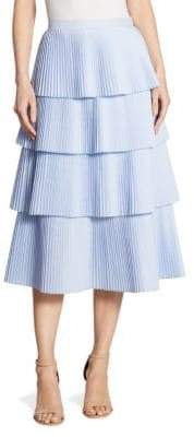 Delfi Collective Lauren Pleated Tiered Midi Skirt