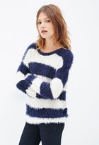 Thumbnail for your product : Forever 21 Fuzzy Striped Sweater
