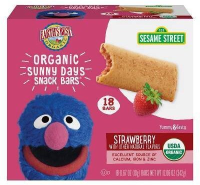 Earth's Best Sesame Street Organic Sunny Days Strawberry Snack Bars - 18ct