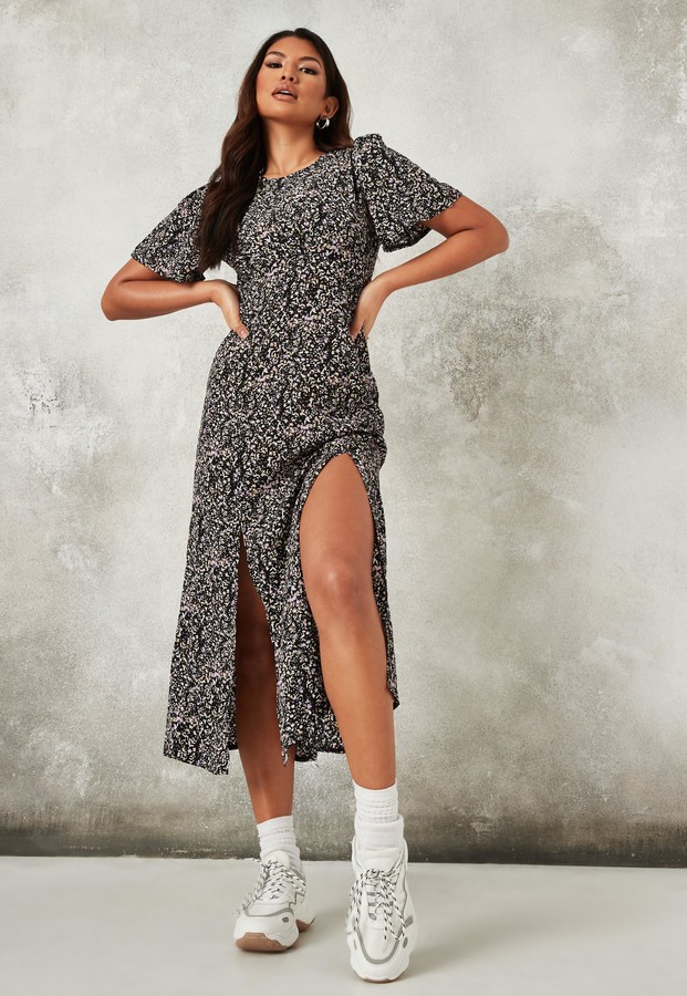 Shop Missguided Missguided Petite Asymmetric Midi Skirt In Leopard