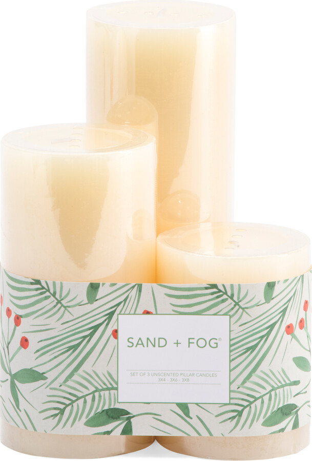 Sand And Fog Set Of 3 Cascade Pillar Candles ShopStyle