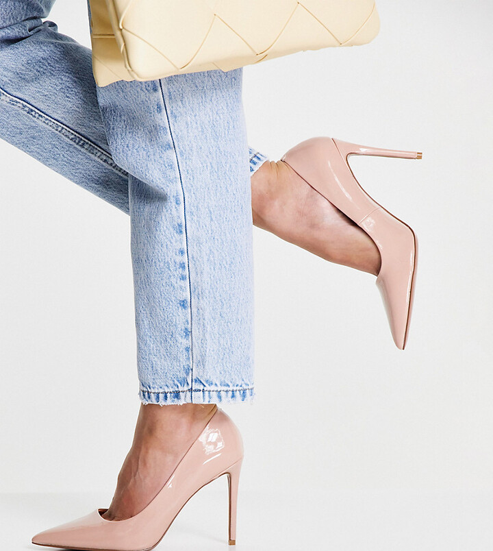 Asos Design Beige Court Shoe ASOS DESIGN Wide Fit Penza Pointed