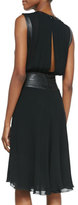 Thumbnail for your product : L'Agence Sleeveless Pleated Leather Bodice Dress