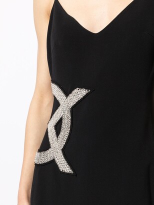 David Koma Crystal-Embellished Logo Midi Dress