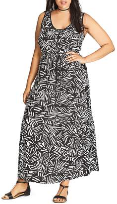 City Chic Summer Party Graphic Print Maxi Dress