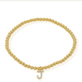 Thumbnail for your product : Ron Hami 14K Yellow Gold Diamond Initial Charm Beaded Bracelet - 0.09 ctw