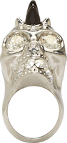 Thumbnail for your product : Alexander McQueen Silver Horn Studded Skull Ring